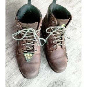 John Deere Women Steel Toe Leather Work Boots  Size 8M Brown